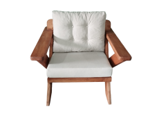 Berlin Masif Ahşap Bahçe Balkon Koltuk Kestane Ağacı - 1 Adet Tekli Koltuk Krem  K.T.