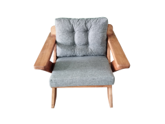 Berlin Masif Ahşap Bahçe Balkon Koltuk Kestane Ağacı - 1 Adet Tekli Koltuk Gri  K.T.