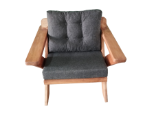 Berlin Masif Ahşap Bahçe Balkon Koltuk Kestane Ağacı - 1 Adet Tekli Koltuk Antrasit Gri  K.T.