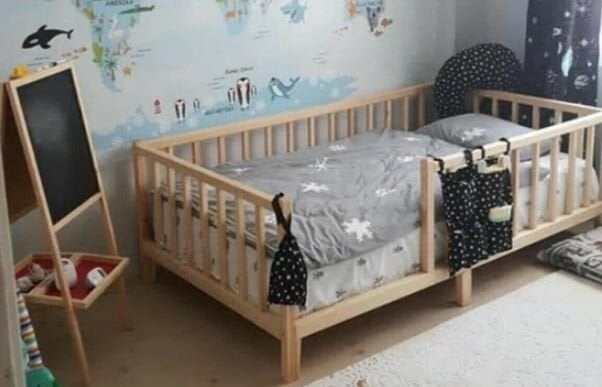 Alyans Montessori Ithal Çam Ahşap Çocuk Beşik Yatak