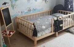 Alyans Montessori Ithal Çam Ahşap Çocuk Beşik Yatak