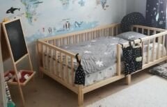 Alyans Montessori Ithal Çam Ahşap Çocuk Beşik Yatak