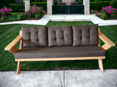 Berlin Masif Ahşap Bahçe Balkon Koltuk Kestane Ağacı - 1 Adet Üçlü Koltuk Antrasit Gri  A.T.