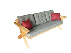 Berlin Masif Ahşap Bahçe Balkon Koltuk Kestane Ağacı - 1 Adet Üçlü Koltuk  Gri  A.T.