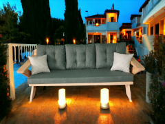 Berlin Masif Ahşap Bahçe Balkon Koltuk Kestane Ağacı - 1 Adet Üçlü Koltuk Haki Yeşil  A.T.