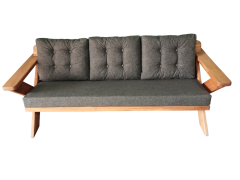 Berlin Masif Ahşap Bahçe Balkon Koltuk Kestane Ağacı - 1 Adet Üçlü Koltuk Antrasit Gri K.T.