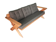 Berlin Masif Ahşap Bahçe Balkon Koltuk Kestane Ağacı - 1 Adet Üçlü Koltuk Antrasit Gri K.T.