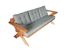 Berlin Masif Ahşap Bahçe Balkon Koltuk Kestane Ağacı - 1 Adet Üçlü Koltuk  Gri  K.T.