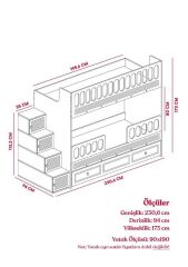 Aras Tamamı Mdf Membran Kaplama Çelik Destekli Yavrulu Ranza Montaj Dahil AB