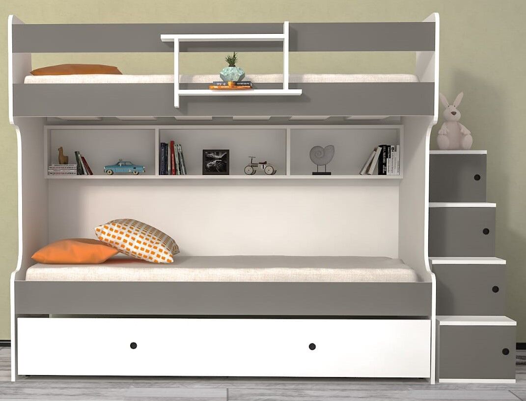 Sardunya Tamamı Mdf Yavrulu Seyyar Merdivenli Ranza Montaj Dahil GB