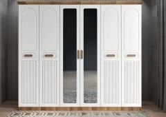 Morgan Membran 6 Kapaklı Gardırop Montaj Dahil - Ceviz  Beyaz