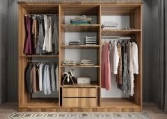 Morgan Membran 6 Kapaklı Gardırop Montaj Dahil - Ceviz  Beyaz