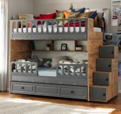 Aras Tamamı Mdf Membran Kaplama Çelik Destekli Yavrulu Ranza Montaj Dahil AC