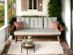 Berlin Masif Ahşap Bahçe Balkon Koltuk Kestane Ağacı - 1 Adet Üçlü Koltuk  Krem  K.T.