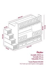 Aras Tamamı Mdf Membran Kaplama Çelik Destekli Yavrulu Ranza Montaj Dahil AC