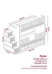 Aras Tamamı Mdf Membran Kaplama Çelik Destekli Yavrulu Ranza Montaj Dahil AC