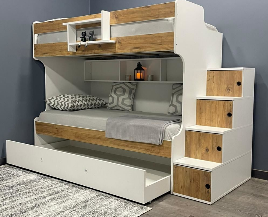 Sardunya Tamamı Mdf Yavrulu Seyyar Merdivenli Ranza Montaj Dahil CB