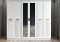 Morgan Membran 6 Kapaklı Gardırop Montaj Dahil - Beyaz