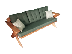 Berlin Masif Ahşap Bahçe Balkon Koltuk Kestane Ağacı - 1 Adet Üçlü Koltuk Haki Yeşil  K.T.