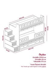 Aras Tamamı Mdf Membran Kaplama Çelik Destekli Yavrulu Ranza Montaj Dahil PB