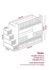Aras Tamamı Mdf Membran Kaplama Çelik Destekli Yavrulu Ranza Montaj Dahil