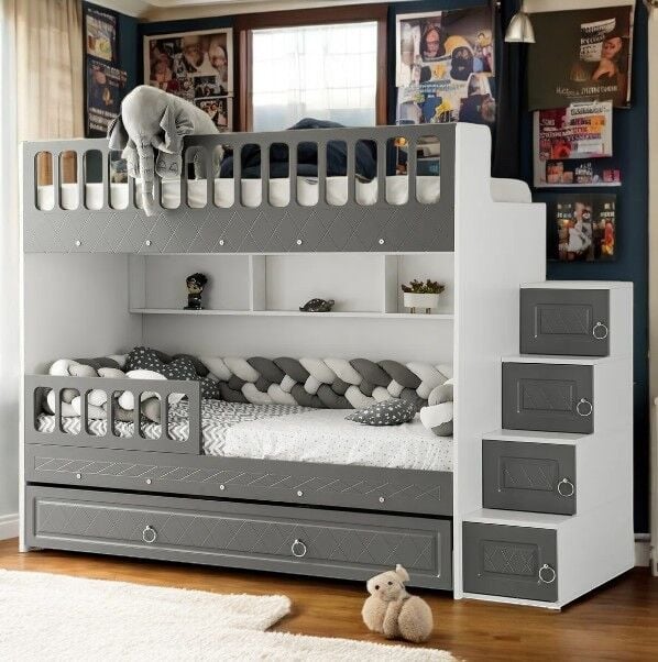 Kardelen Tamamı Mdf  Çelik Destekli Yavrulu Ranza - Kurulum Dahil AB