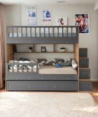 Kardelen Tamamı Mdf  Çelik Destekli Yavrulu Ranza - Kurulum Dahil AC