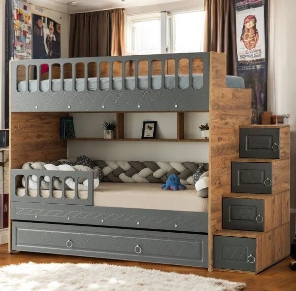 Kardelen Tamamı Mdf  Çelik Destekli Yavrulu Ranza - Kurulum Dahil AC