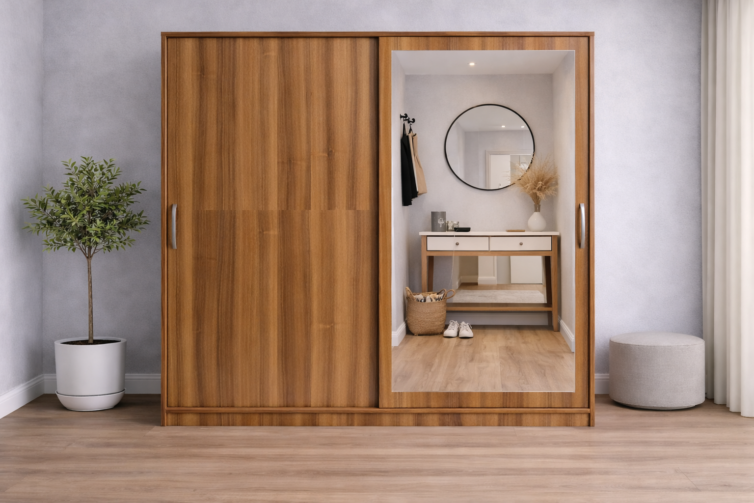 Alba Sürgülü Portmanto Vestiyer Ceviz - Ücretsiz Montaj Hizmeti