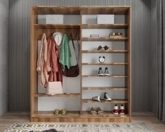 Alba Sürgülü Portmanto Vestiyer Ceviz - Ücretsiz Montaj Hizmeti