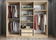 Lorin Membran 6 Kapaklı Gardırop Montaj Dahil - Meşe Beyaz