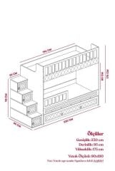 Kardelen Tamamı Mdf  Çelik Destekli Yavrulu Ranza - Kurulum Dahil BC