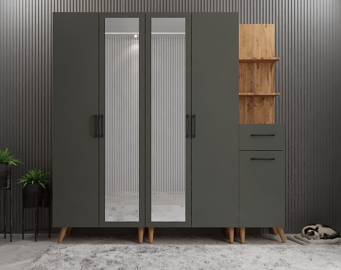 Açelya Portmanto Vestiyer Ayakkabılık M1 - Ücretsiz Kurulum - Çam Füme