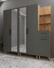 Açelya Portmanto Vestiyer Ayakkabılık M1 - Ücretsiz Kurulum - Çam Füme