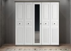 Riyad Membran 5 Kapaklı Gardırop Montaj Dahil - Füme Beyaz