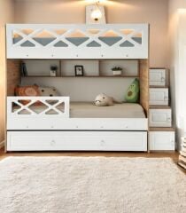 Manolya Tamamı Mdf  Çelik Destekli Yavrulu Ranza - Kurulum Dahil BC