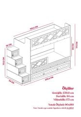 Manolya Tamamı Mdf  Çelik Destekli Yavrulu Ranza - Kurulum Dahil BC