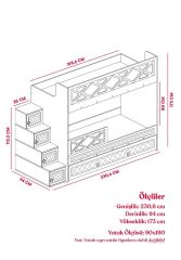Manolya Tamamı Mdf  Çelik Destekli Yavrulu Ranza - Kurulum Dahil BC