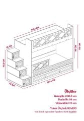 Manolya Tamamı Mdf  Çelik Destekli Yavrulu Ranza - Kurulum Dahil Beyaz