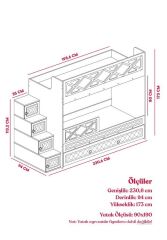 Manolya Tamamı Mdf  Çelik Destekli Yavrulu Ranza - Kurulum Dahil Beyaz