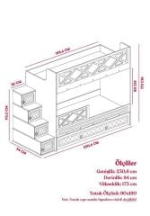 Manolya Tamamı Mdf  Çelik Destekli Yavrulu Ranza - Kurulum Dahil AB