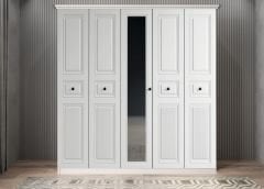 Riyad Membran 5 Kapaklı Gardırop Montaj Dahil -  Beyaz