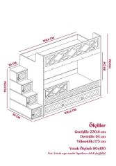 Manolya Tamamı Mdf  Çelik Destekli Yavrulu Ranza - Kurulum Dahil AC