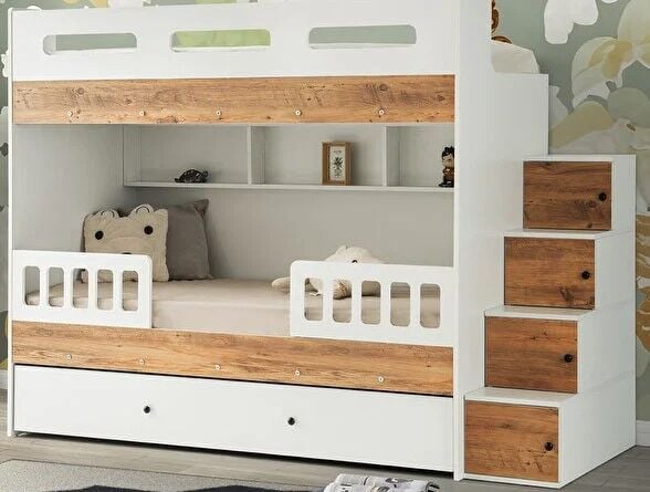 Buket  Tamamı Mdf Çelik Destekli Yavrulu Ranza Çb - Ücretsiz Kurulum