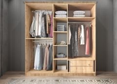 Varna Membran 5 Kapaklı Gardırop Montaj Dahil - Çam Beyaz