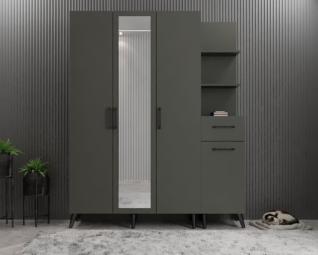 Açelya Portmanto Vestiyer Ayakkabılık Füme - Ücretsiz Kurulum M3