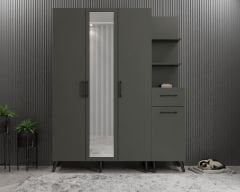 Açelya Portmanto Vestiyer Ayakkabılık Füme - Ücretsiz Kurulum M3