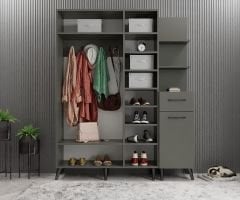 Açelya Portmanto Vestiyer Ayakkabılık Füme - Ücretsiz Kurulum M3