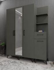 Açelya Portmanto Vestiyer Ayakkabılık Füme - Ücretsiz Kurulum M3