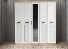 Varna Membran 5 Kapaklı Gardırop Montaj Dahil - Meşe Beyaz